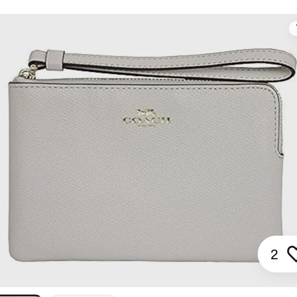 Coach F58032 Crossgrain Leather Corner Zip Wristlet Wallet Chalk